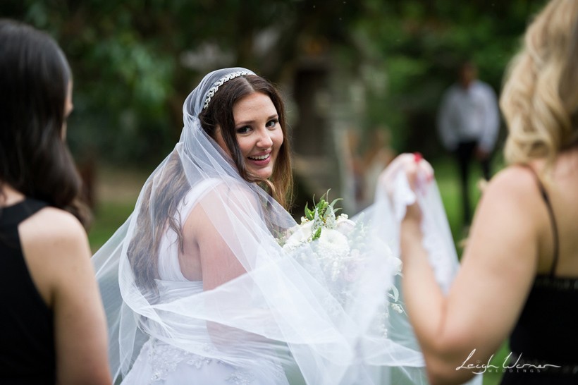 Bride walking away