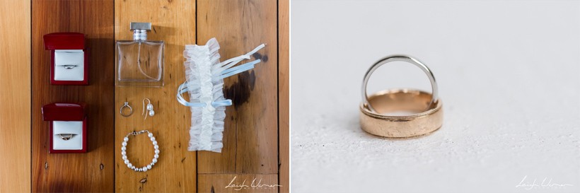 Bride's garter and wedding rings