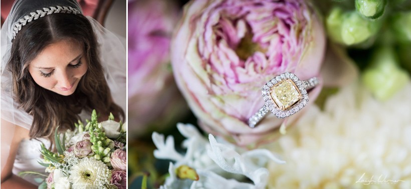 Engagement Ring on Bridal Bouquet