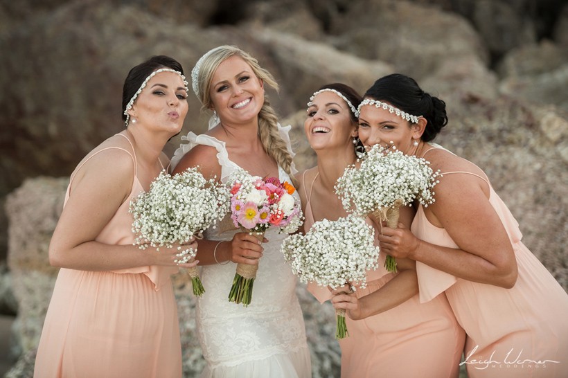 Bride and Bridesmaids in front of North Burleigh Rockface