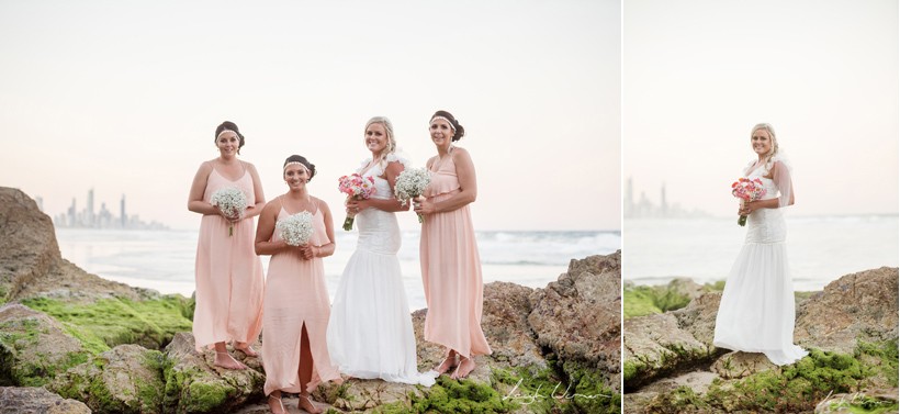 Bride and Bridesmaids on North Burleigh Rocks