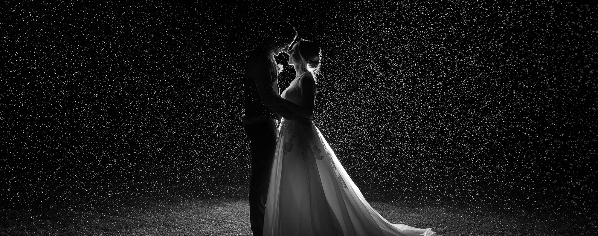 Bride & Groom Rain Wedding Photo